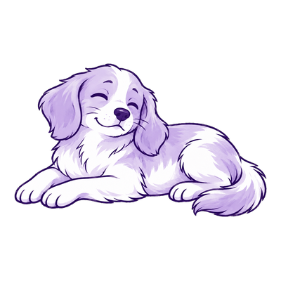 Relaxed PHERALO dog illustration