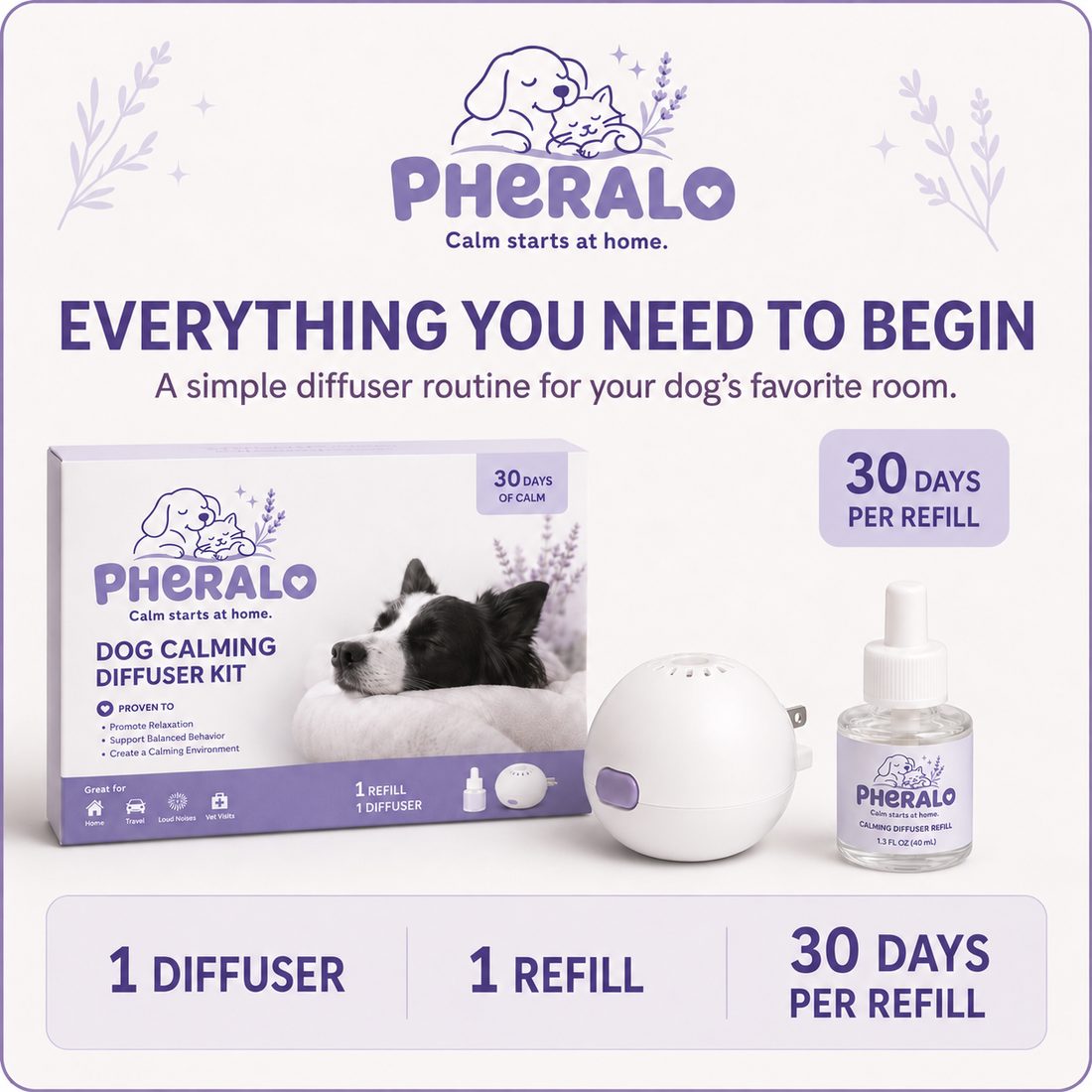 PHERALO Dog Calming Diffuser Kit product gallery image 2