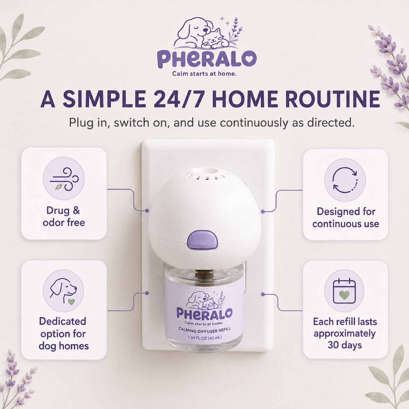 PHERALO Dog Calming Diffuser Kit product gallery image 5