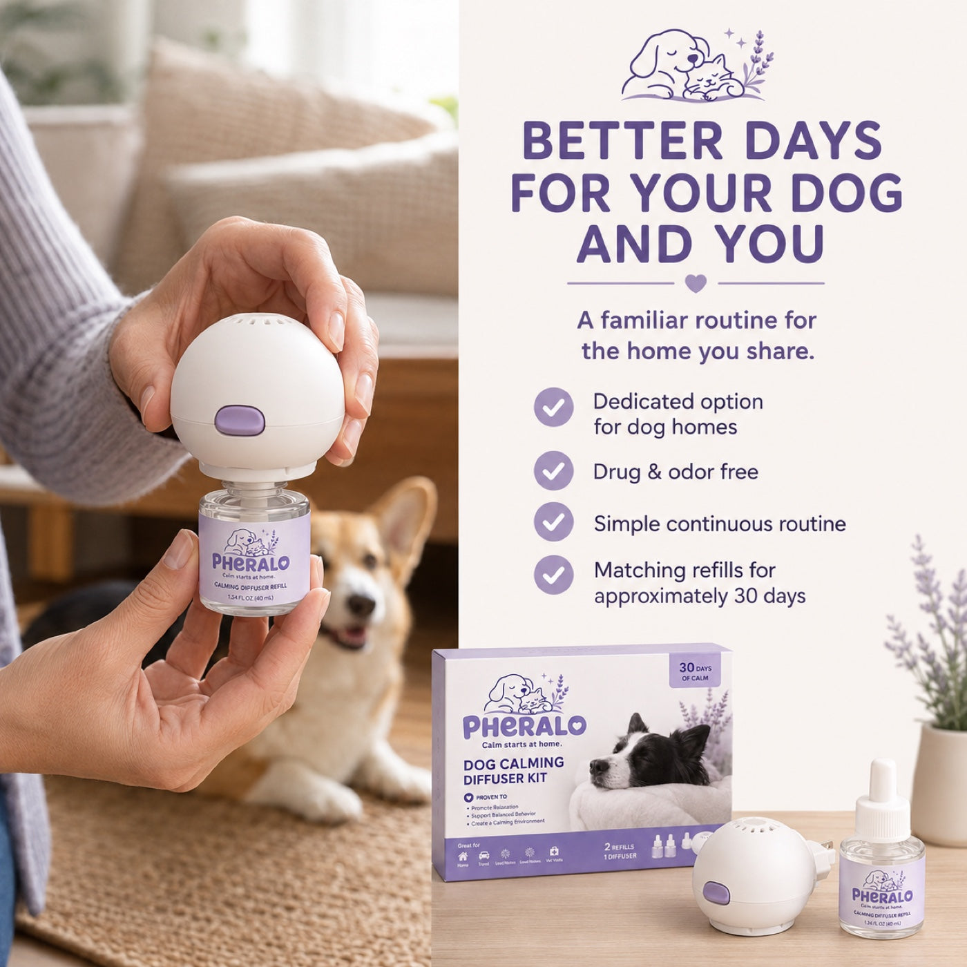 PHERALO Dog Calming Diffuser Kit product gallery image 8