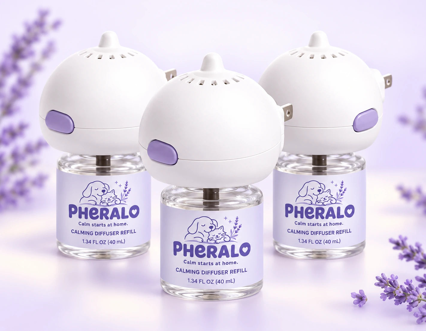 PHERALO pack with 3 diffusers and 3 matching refills