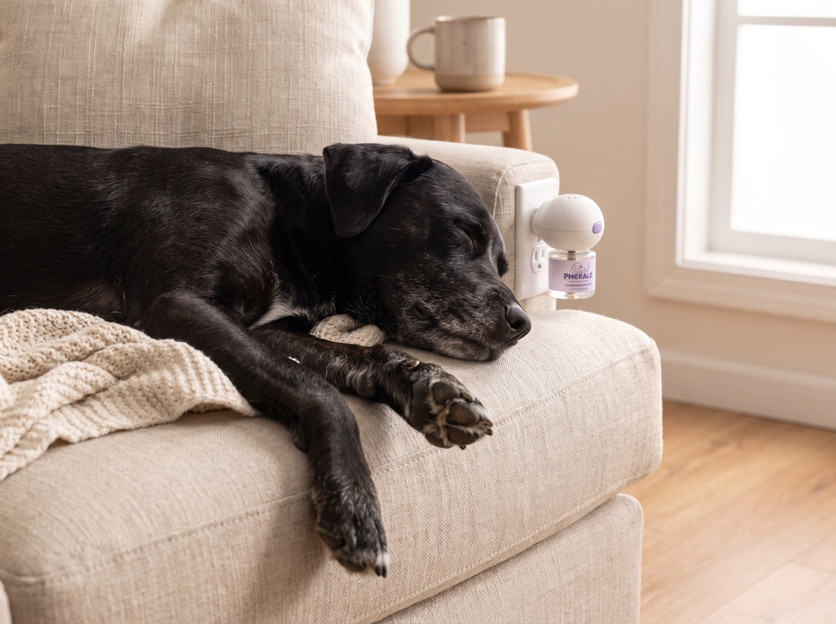 Calm dog at home with PHERALO, photo 9