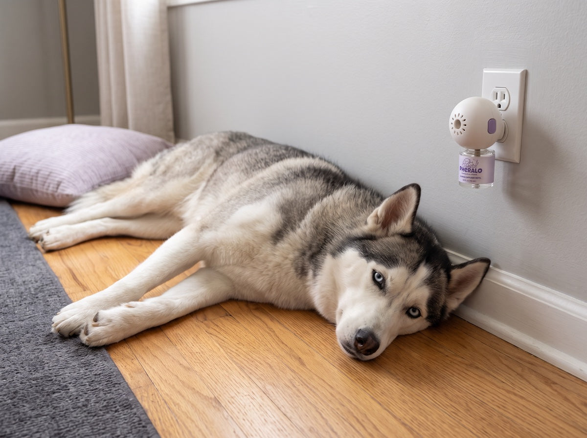 Calm dog at home with PHERALO, photo 13