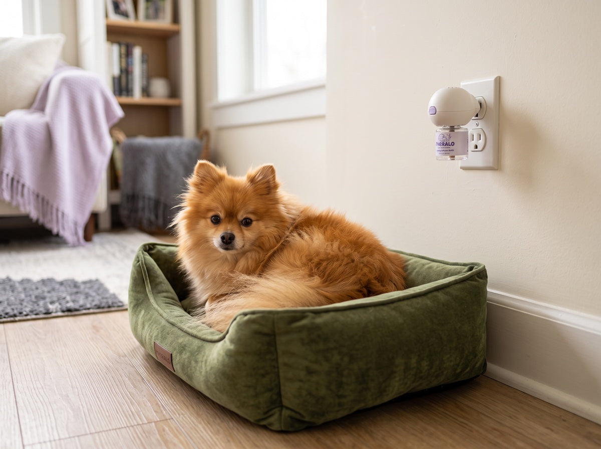 Calm dog at home with PHERALO, photo 14